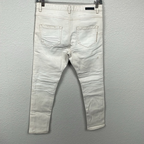 New One Teaspoon Mr Blues Knee Slit Button Fly Jeans Cream Mens Sz 32 - Picture 5 of 10
